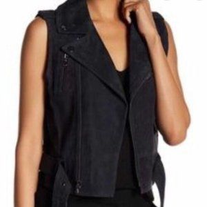 NEW Parker Women's Suede Navy Biker Vest Size M